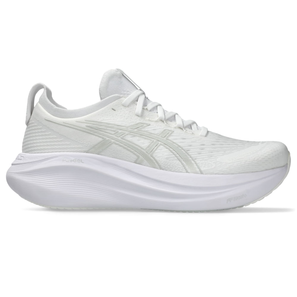 Tênis ASICS GEL-Nimbus 27 - Masculino - Branco/Cinza Tênis ASICS GEL-Nimbus 27 - Masculino - Branco/Cinza