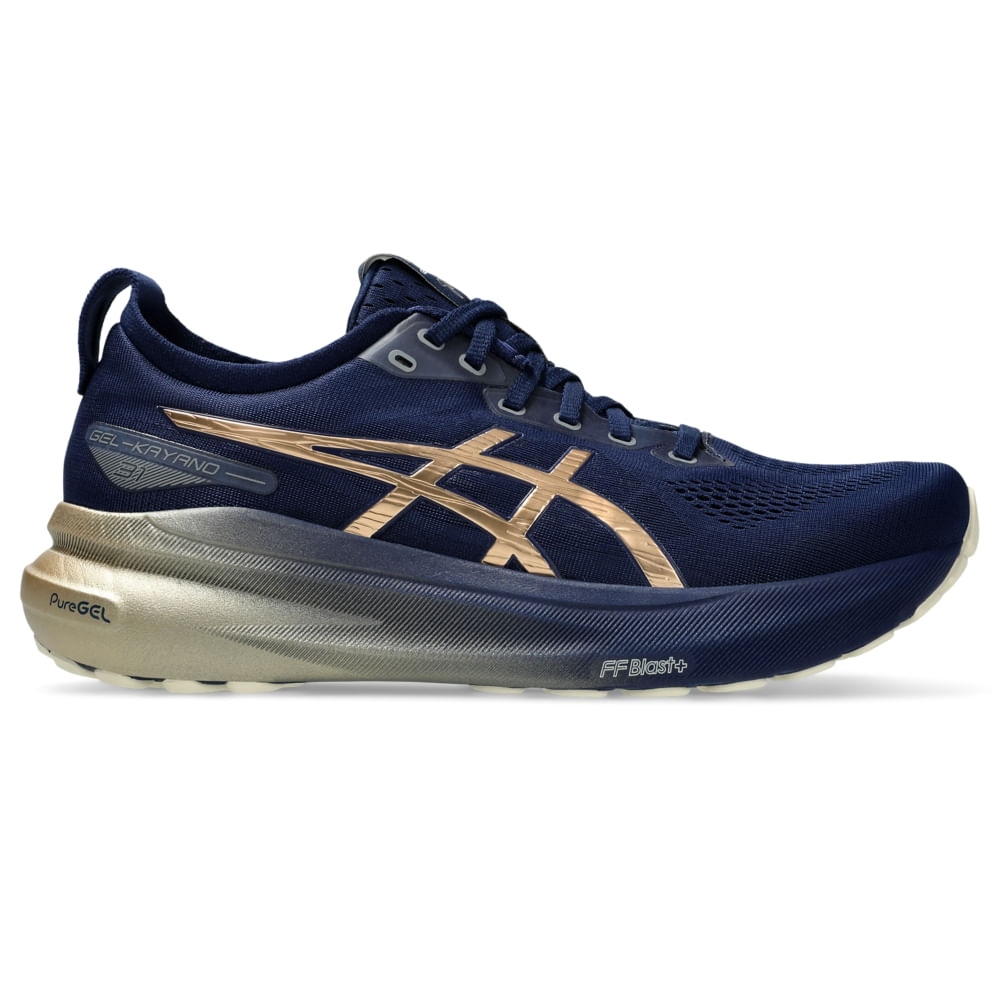 Tênis ASICS GEL-Kayano 31 Platinum - Masculino - Azul/Dourado