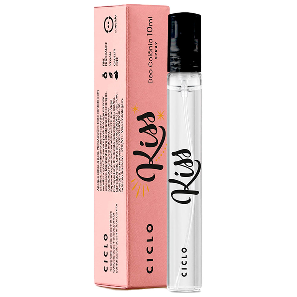Perfume Ciclo kiss Mini Spray Feminino Deo Colônia 10ml Unico