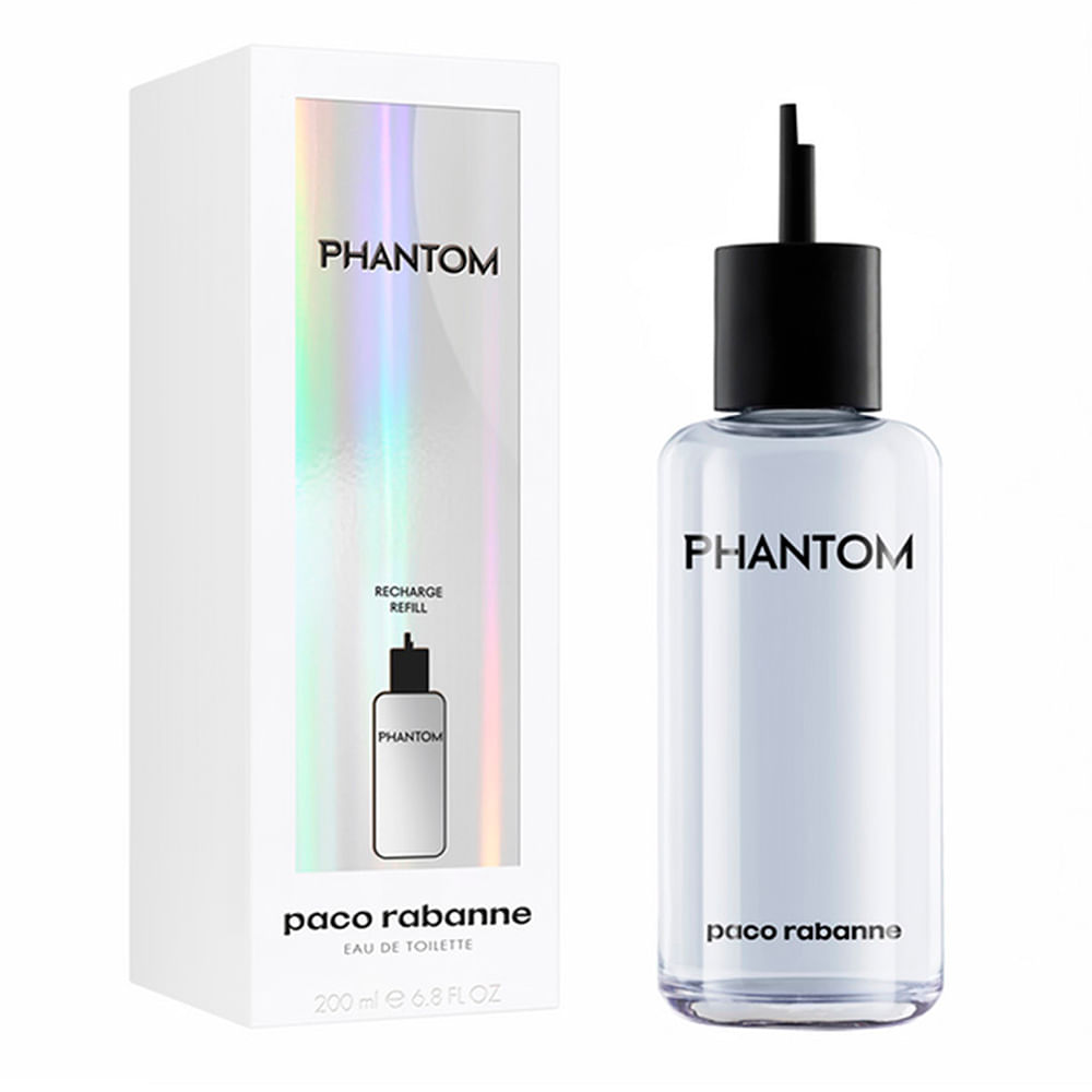 Perfume paco rabanne phantom masculino eau de toilette 200ml refil único Perfume paco rabanne phantom masculino eau de toilette 200ml refil único