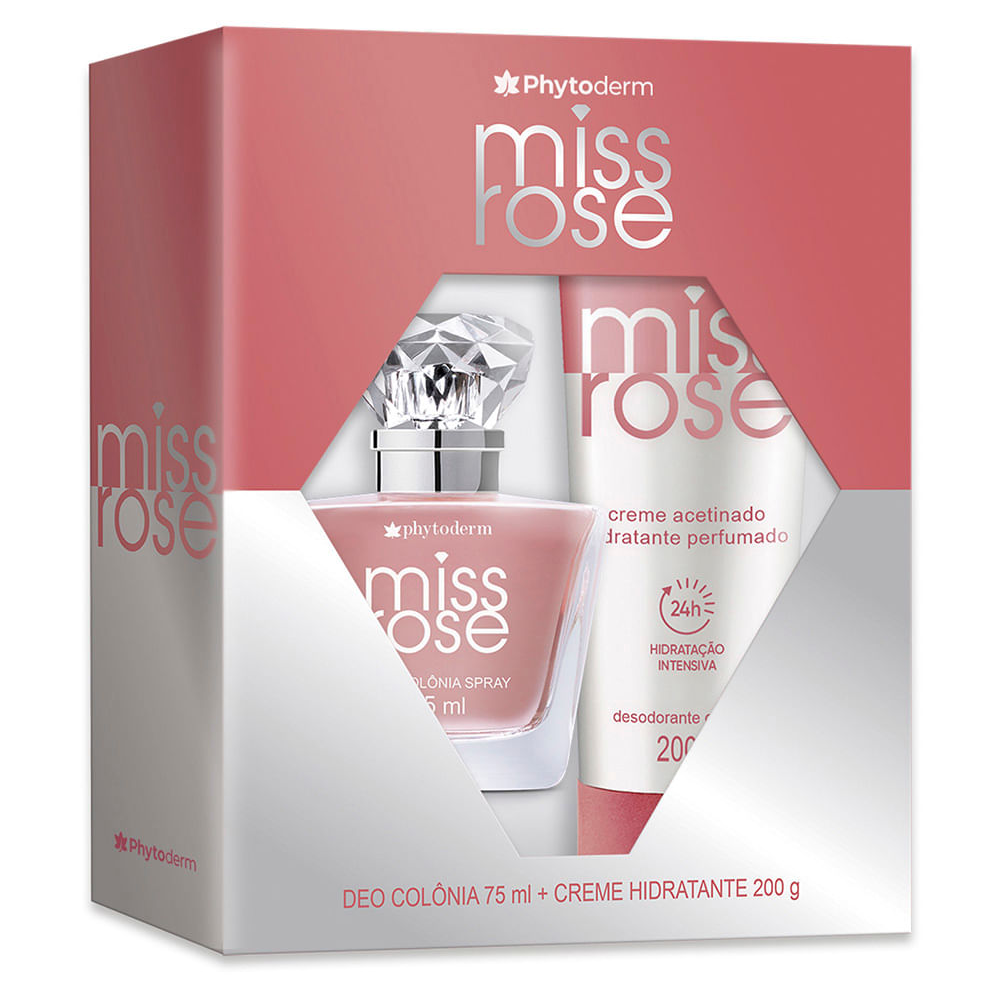 Kit presente phytoderm miss rose deo colônia 75ml + creme acetinado 200g único Kit presente phytoderm miss rose deo colônia 75ml + creme acetinado 200g único