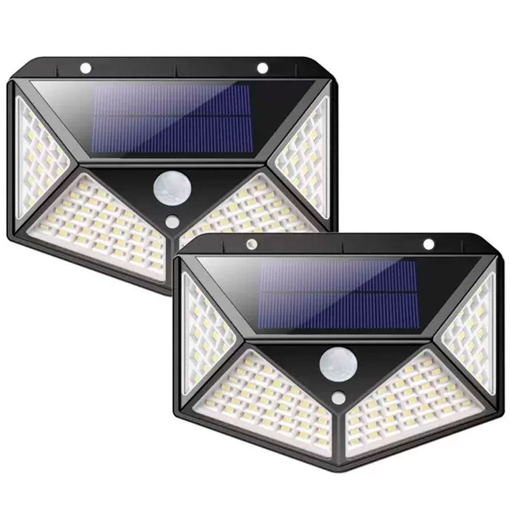 Kit 2 Luminárias Solar de Parede 100 Led com Sensor Presença Kit 2 Luminárias Solar de Parede 100 Led com Sensor Presença