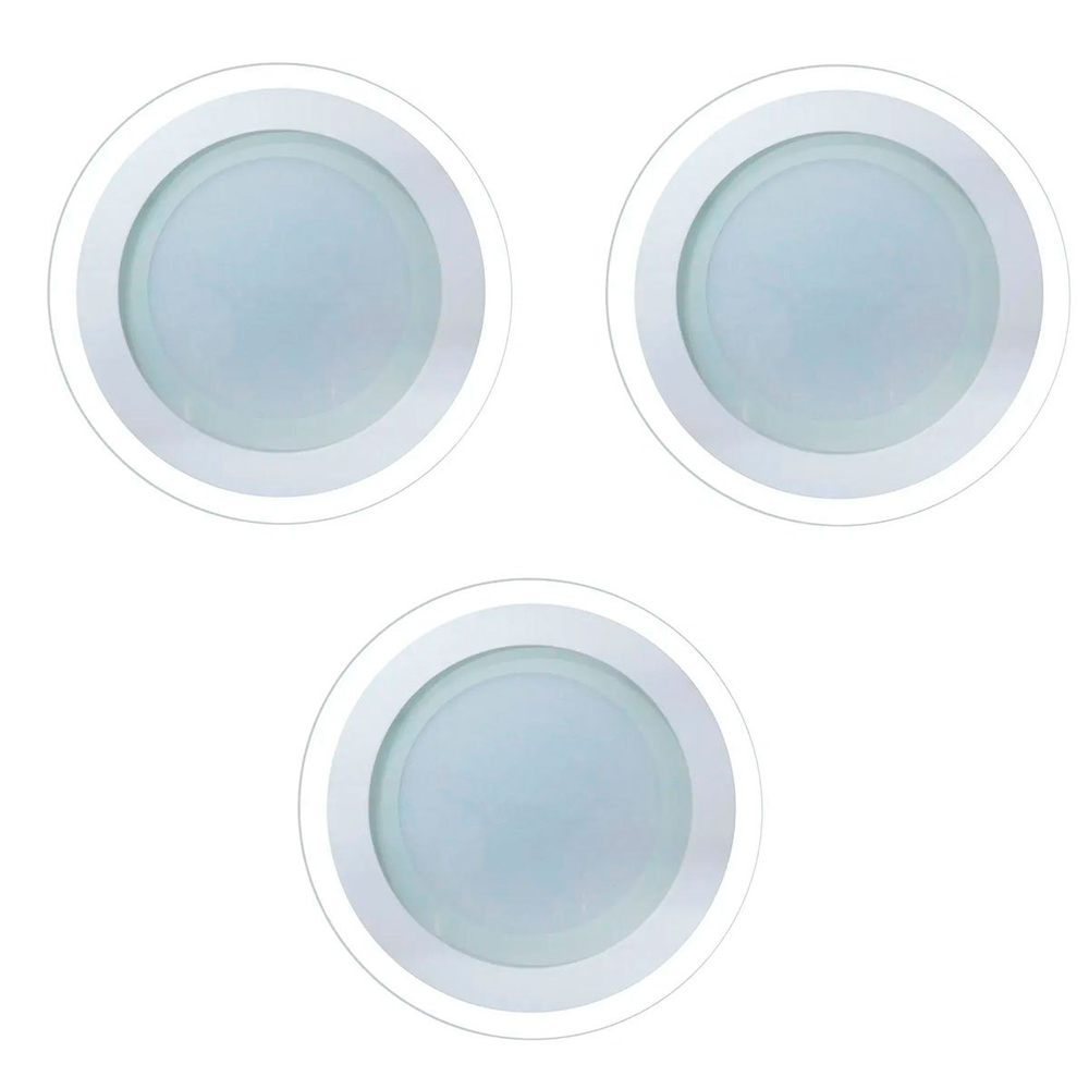 Kit 3 Luminárias Lâmpada LED 12W Plafon Embutir Borda Vidro Kit 3 Luminárias Lâmpada LED 12W Plafon Embutir Borda Vidro