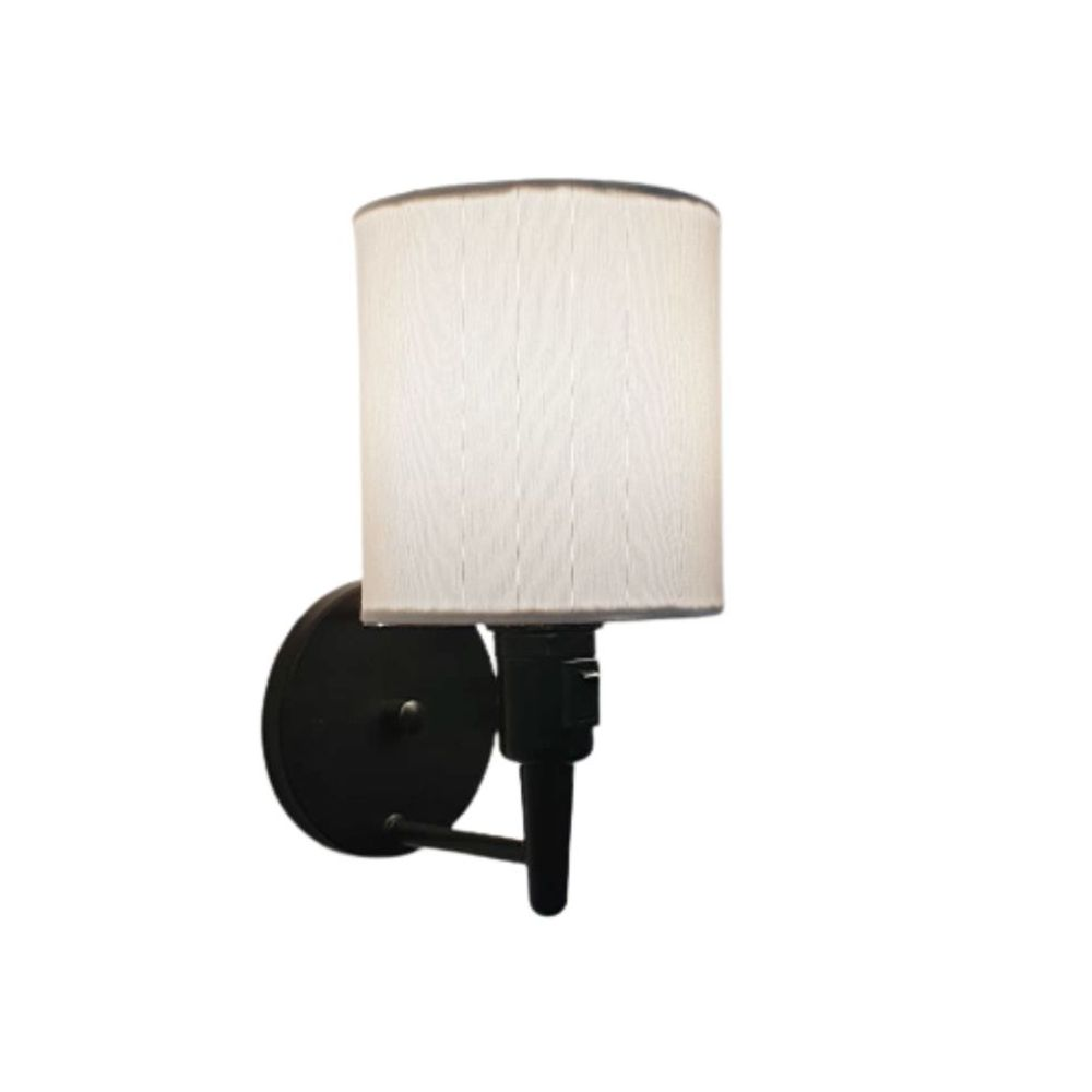 Arandela Cone Md-2030 Preto Cúpula em Tecido Branco Arandela Cone Md-2030 Preto Cúpula em Tecido Branco
