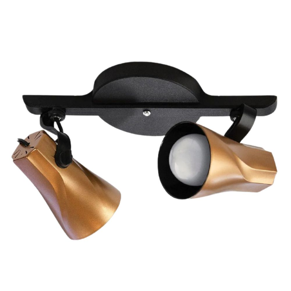 Spot Trilho Duplo Octa 2 Sobrepor Direcionável E-27 Preto Cobre Spot Trilho Duplo Octa 2 Sobrepor Direcionável E-27 Preto Cobre