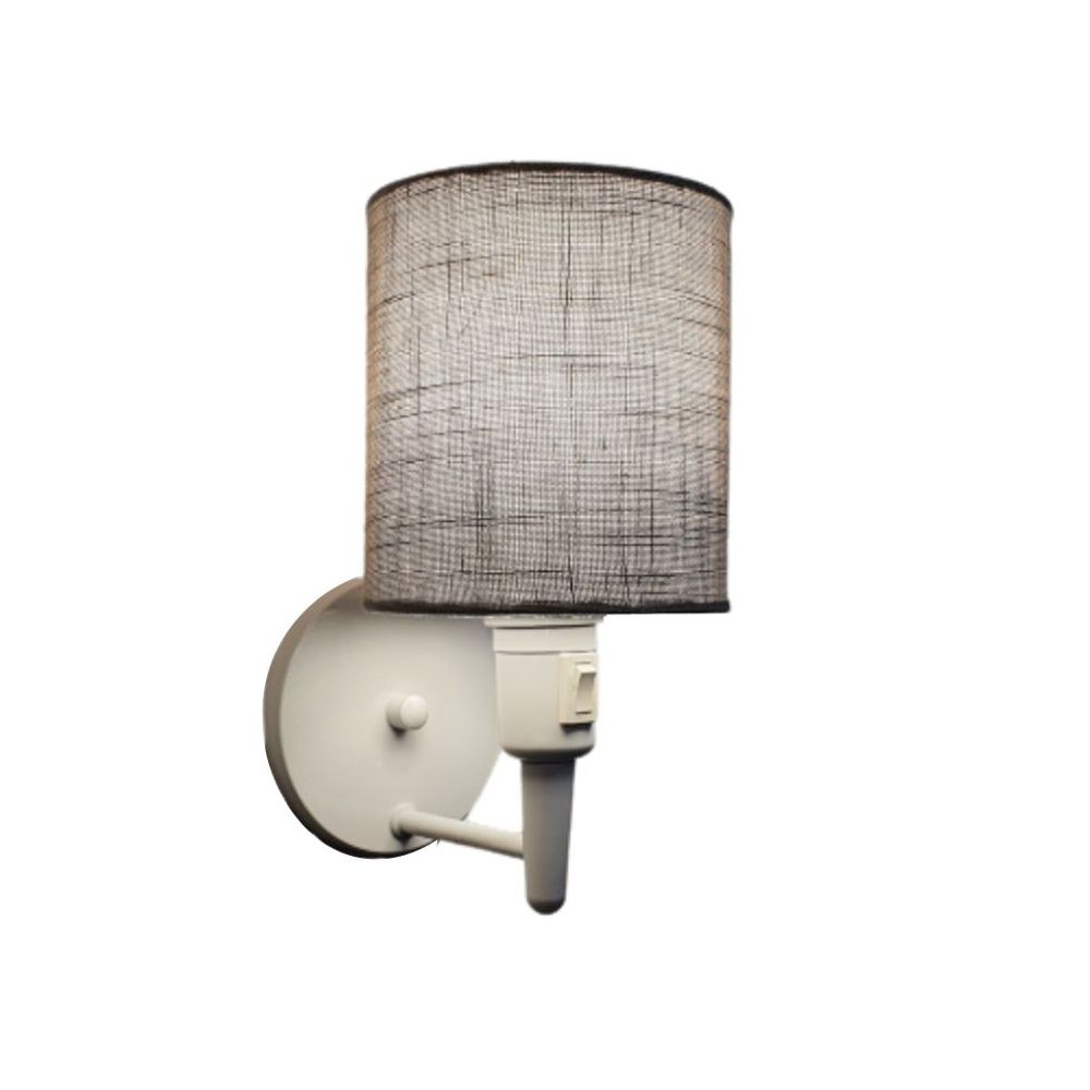 Arandela Cone Md-2030 Branco Cúpula em Tecido Rustico Cinza Arandela Cone Md-2030 Branco Cúpula em Tecido Rustico Cinza