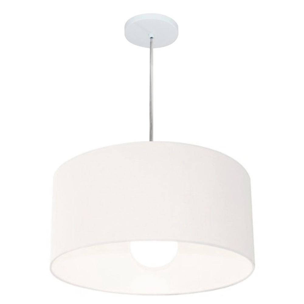 Pendente Cilíndrico Md-4204 Cúpula em Tecido 45x25cm Branco - Bivolt Pendente Cilíndrico Md-4204 Cúpula em Tecido 45x25cm Branco - Bivolt
