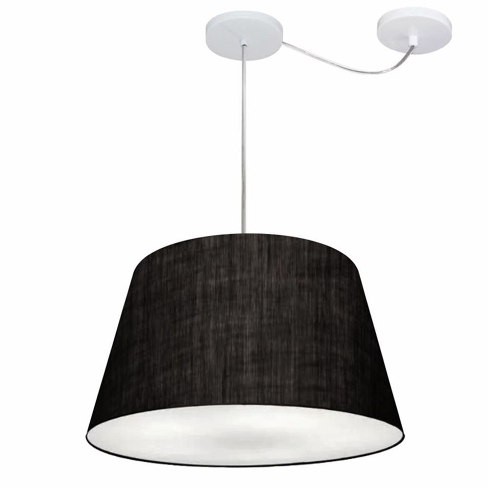Pendente Cone Com Desvio Md-4279 Cúpula Tecido 21/30x40cm Preto - Bivolt Pendente Cone Com Desvio Md-4279 Cúpula Tecido 21/30x40cm Preto - Bivolt