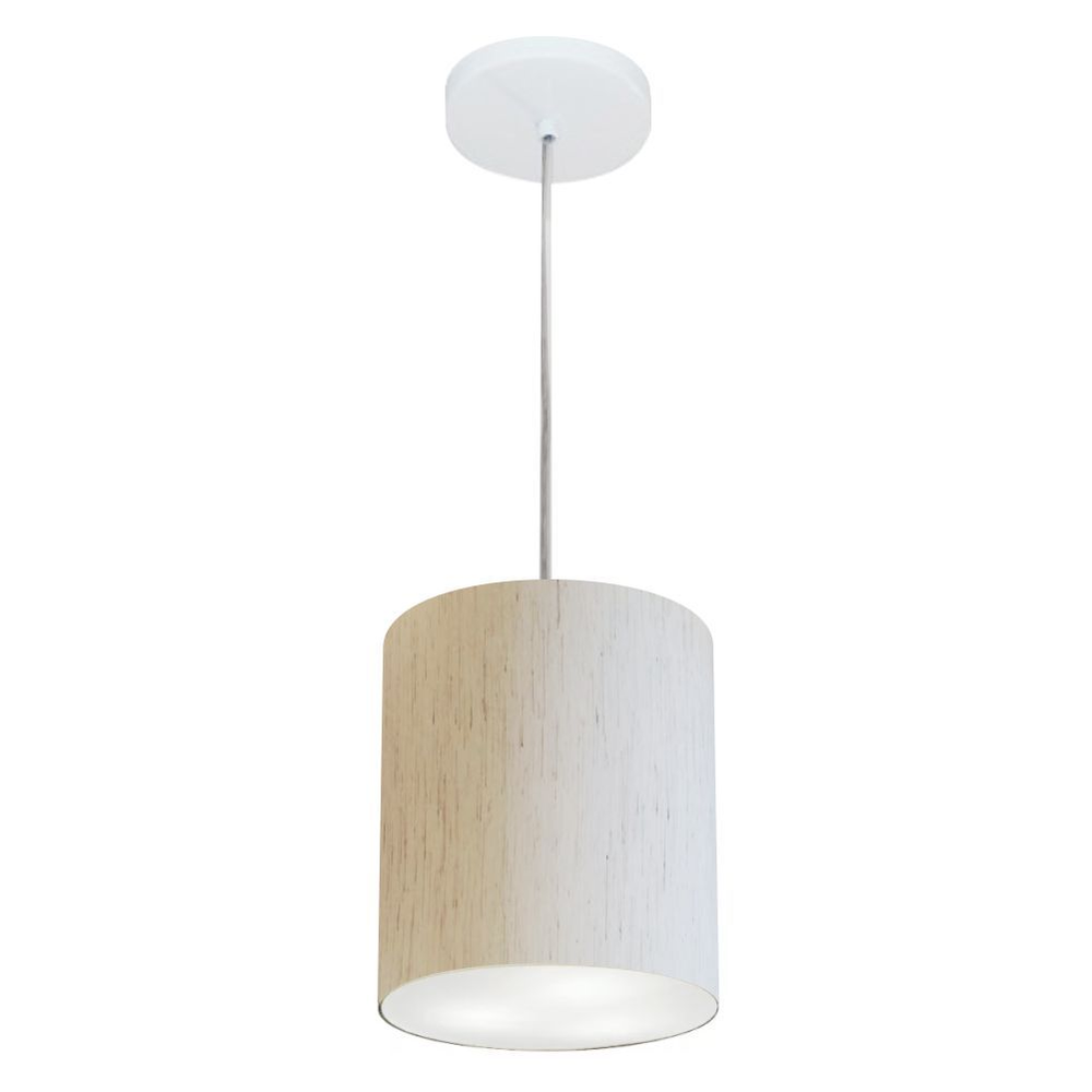 Pendente Cilíndrico Md-4012 Cúpula em Tecido 18x25cm Linho Bege - Bivolt Pendente Cilíndrico Md-4012 Cúpula em Tecido 18x25cm Linho Bege - Bivolt