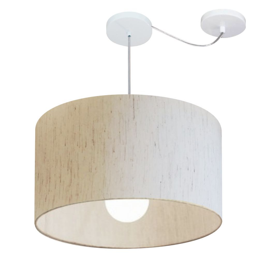 Pendente Cilíndrico Com Desvio Md-4234 Cúpula em Tecido 60x30cm Linho Bege - Bivolt Pendente Cilíndrico Com Desvio Md-4234 Cúpula em Tecido 60x30cm Linho Bege - Bivolt