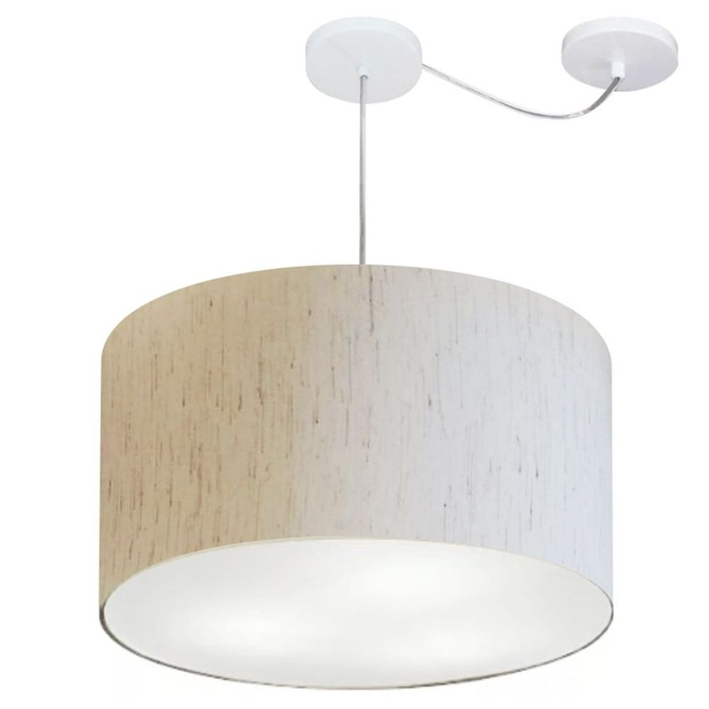 Pendente Cilíndrico Com Desvio Md-4167 Cúpula em Tecido 60x30cm linho Bege - Bivolt Pendente Cilíndrico Com Desvio Md-4167 Cúpula em Tecido 60x30cm linho Bege - Bivolt