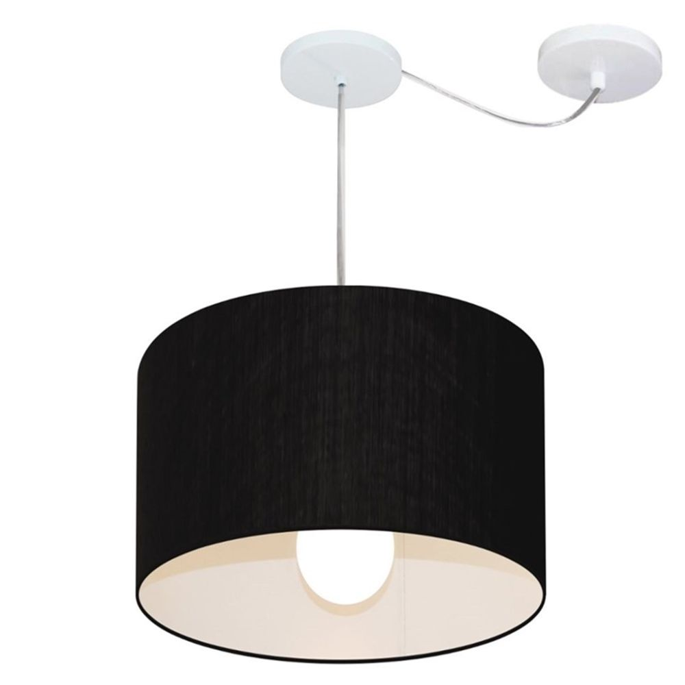 Pendente Cilíndrico Com Desvio Md-4227 Cúpula em Tecido 40x30cm Preto - Bivolt Pendente Cilíndrico Com Desvio Md-4227 Cúpula em Tecido 40x30cm Preto - Bivolt