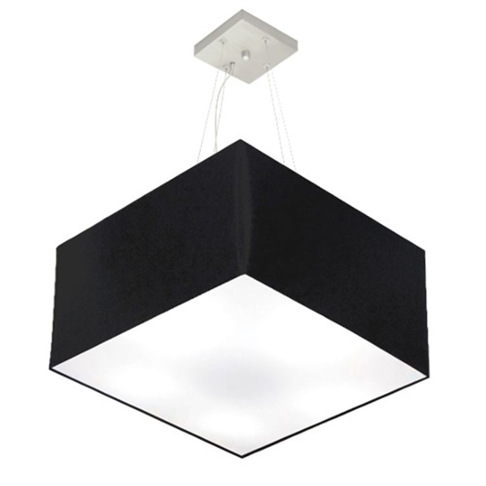 Pendente Quadrado Md-4075 Cúpula em Tecido 30-50x50cm Preto - Bivolt Pendente Quadrado Md-4075 Cúpula em Tecido 30-50x50cm Preto - Bivolt