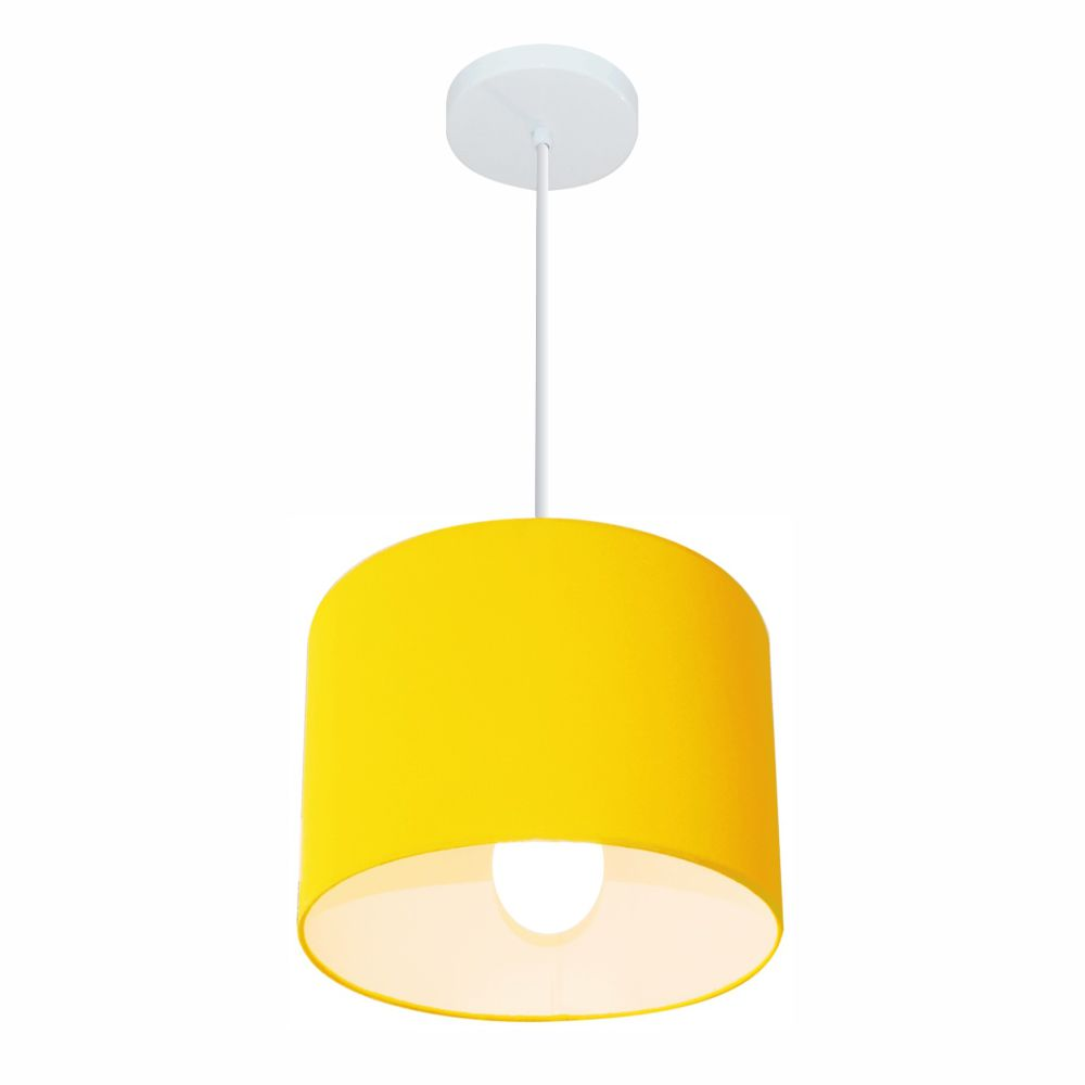 Pendente Cilíndrico Md-4113 Cúpula em Tecido 30x25cm Amarelo - Bivolt Pendente Cilíndrico Md-4113 Cúpula em Tecido 30x25cm Amarelo - Bivolt