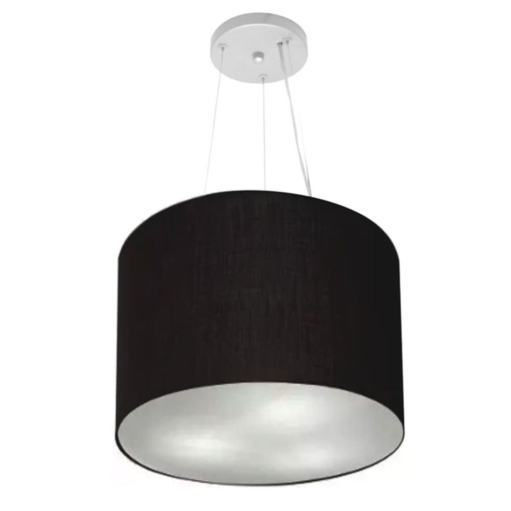 Pendente Cilíndrico Md-4183 Cúpula em Tecido 40x30cm Preto - Bivolt Pendente Cilíndrico Md-4183 Cúpula em Tecido 40x30cm Preto - Bivolt