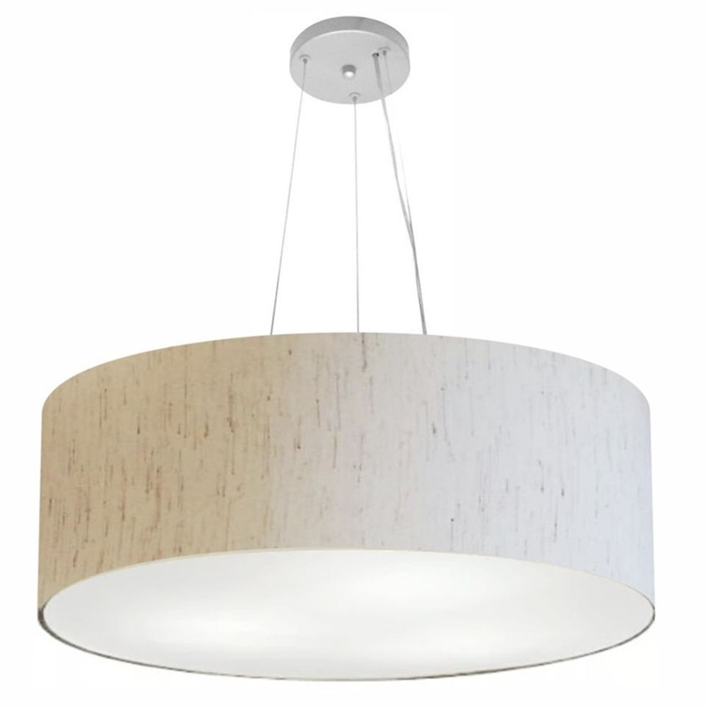 Pendente Cilíndrico Md-4010 Cúpula em Tecido 60x21cm Linho Bege - Bivolt Pendente Cilíndrico Md-4010 Cúpula em Tecido 60x21cm Linho Bege - Bivolt
