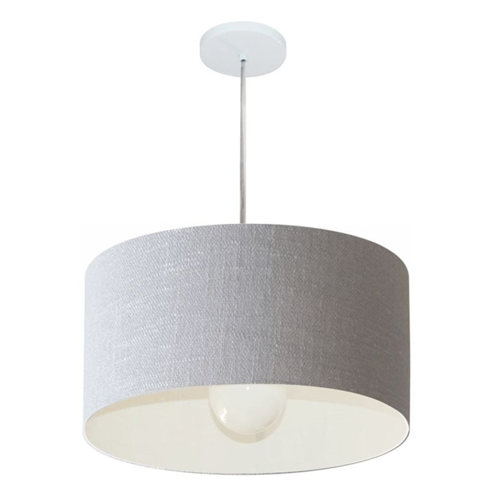 Pendente Cilíndrico Md-4203 Cúpula em Tecido 45x21cm Rústico Cinza - Bivolt Pendente Cilíndrico Md-4203 Cúpula em Tecido 45x21cm Rústico Cinza - Bivolt