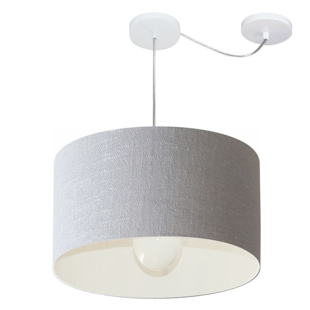 Pendente Cilíndrico Com Desvio Md-4229 Cúpula em Tecido 45x30cm Rústico Cinza - Bivolt Pendente Cilíndrico Com Desvio Md-4229 Cúpula em Tecido 45x30cm Rústico Cinza - Bivolt