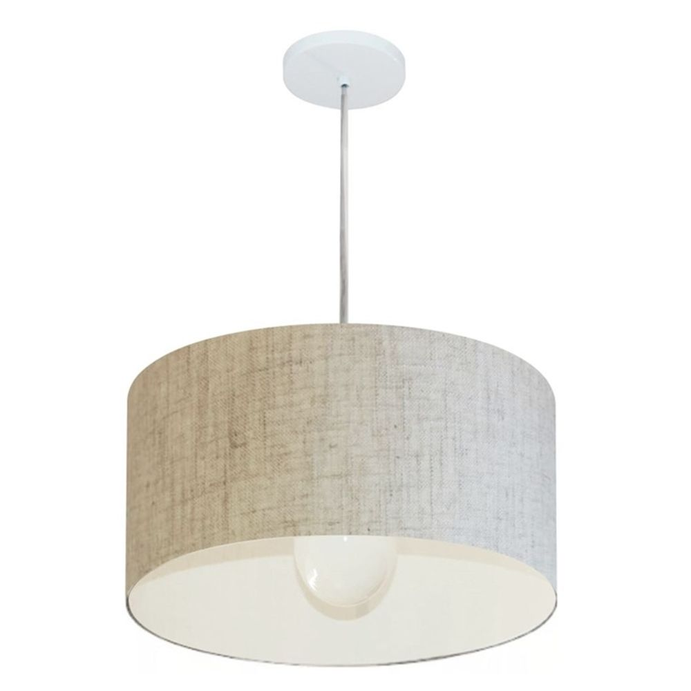 Pendente Cilíndrico Md-4202 Cúpula em Tecido 40x25cm Rústico Bege - Bivolt Pendente Cilíndrico Md-4202 Cúpula em Tecido 40x25cm Rústico Bege - Bivolt