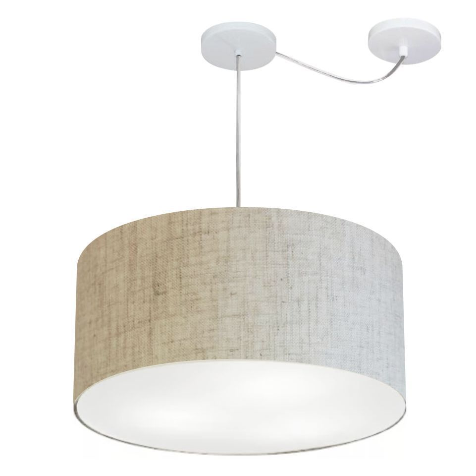 Pendente Cilíndrico Com Desvio Md-4236 Cúpula em Tecido 45x25cm Rústico Bege - Bivolt Pendente Cilíndrico Com Desvio Md-4236 Cúpula em Tecido 45x25cm Rústico Bege - Bivolt