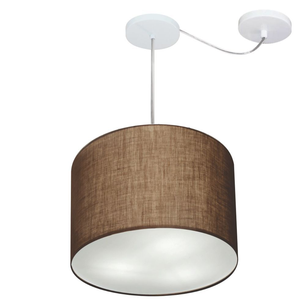 Pendente Cilíndrico Com Desvio Md-4258 Cúpula em Tecido 40x30cm Café - Bivolt Pendente Cilíndrico Com Desvio Md-4258 Cúpula em Tecido 40x30cm Café - Bivolt