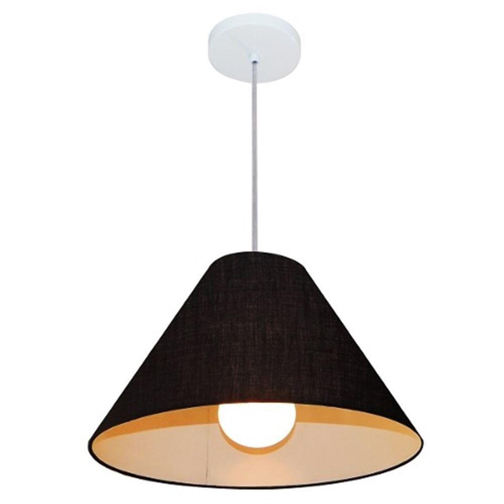 Pendente Cone Md-4078 Cúpula em Tecido 25-40x15cm Preto - Bivolt Pendente Cone Md-4078 Cúpula em Tecido 25-40x15cm Preto - Bivolt