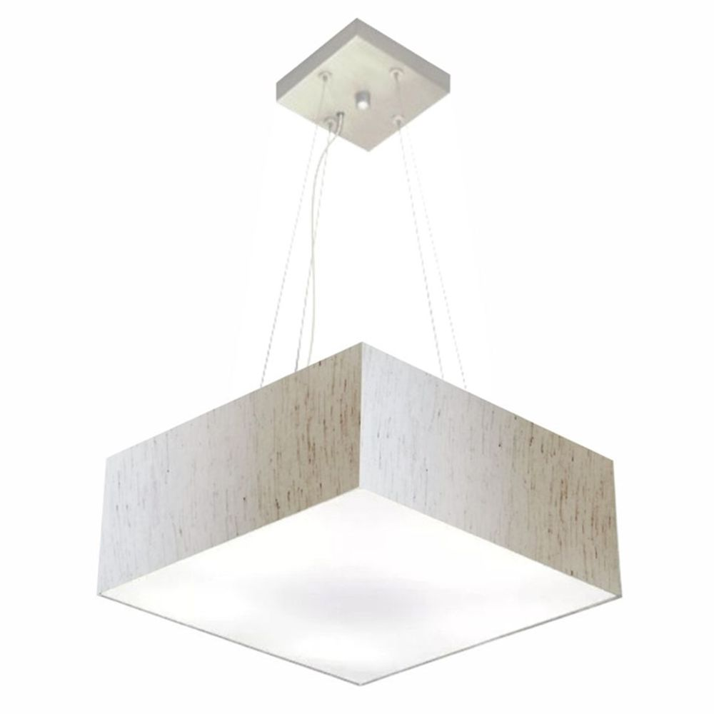 Pendente Quadrado Md-4194 Cúpula em Tecido 12-40x40cm Linho Bege - Bivolt Pendente Quadrado Md-4194 Cúpula em Tecido 12-40x40cm Linho Bege - Bivolt