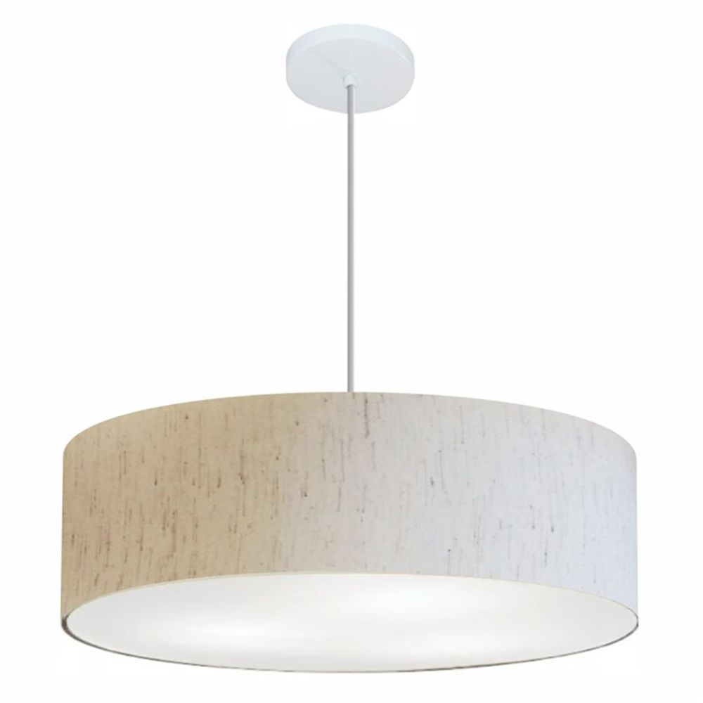 Pendente Cilíndrico Md-4221 Cúpula em Tecido 60x15cm Linho Bege - Bivolt Pendente Cilíndrico Md-4221 Cúpula em Tecido 60x15cm Linho Bege - Bivolt