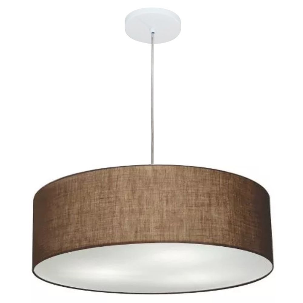 Pendente Cilíndrico Md-4217 Cúpula em Tecido 50x15cm Café - Bivolt Pendente Cilíndrico Md-4217 Cúpula em Tecido 50x15cm Café - Bivolt