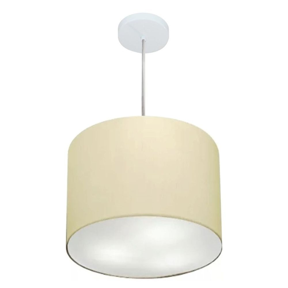 Pendente Cilíndrico Md-4212 Cúpula em Tecido 40x30cm Algodão Crú - Bivolt Pendente Cilíndrico Md-4212 Cúpula em Tecido 40x30cm Algodão Crú - Bivolt