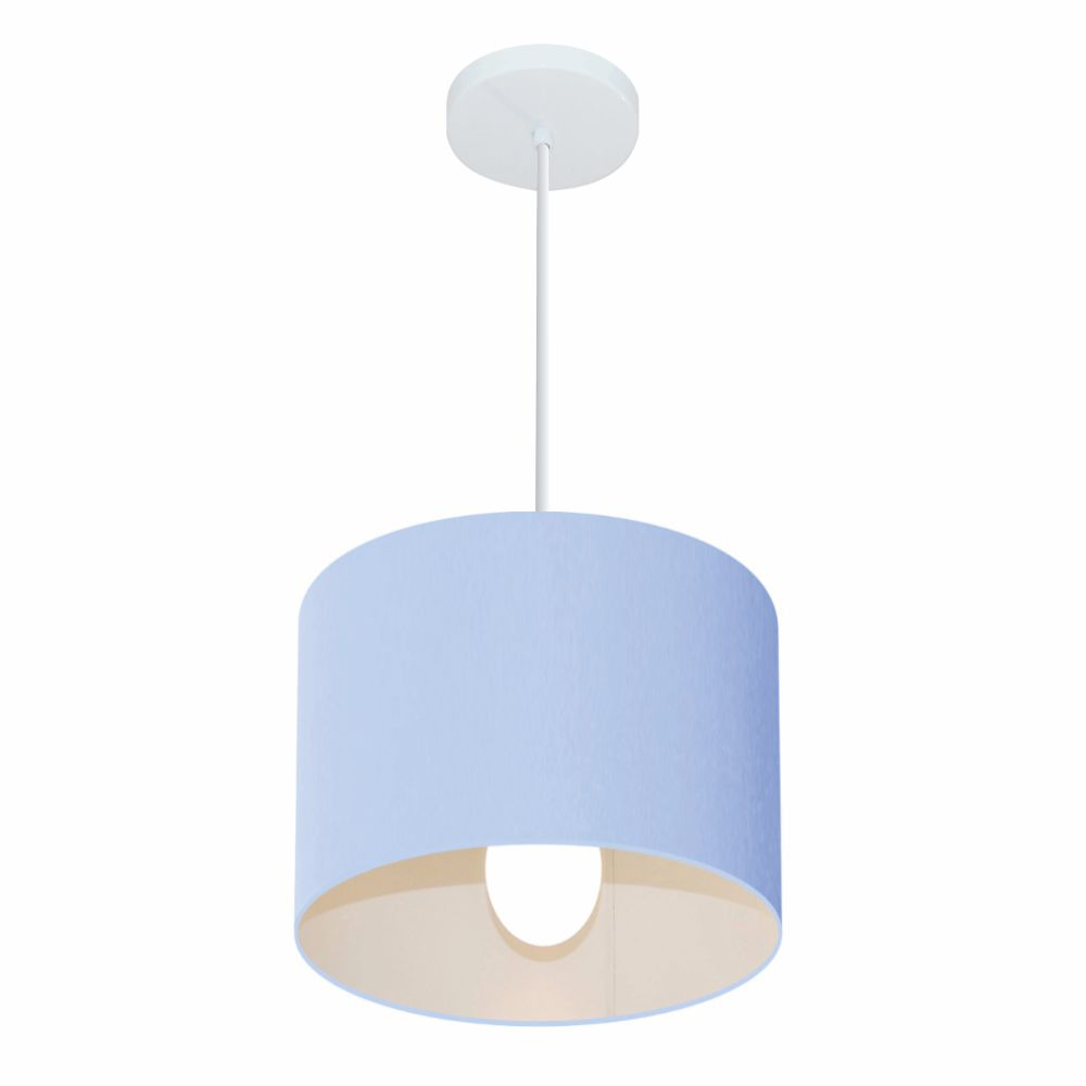 Pendente Cilíndrico Md-4113 Cúpula em Tecido 30x25cm Azul Bebê - Bivolt Pendente Cilíndrico Md-4113 Cúpula em Tecido 30x25cm Azul Bebê - Bivolt
