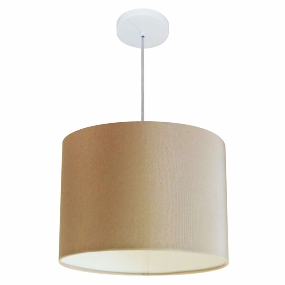 Pendente Cilíndrico Md-4146 Cúpula em Tecido 40x30cm Palha - Bivolt Pendente Cilíndrico Md-4146 Cúpula em Tecido 40x30cm Palha - Bivolt