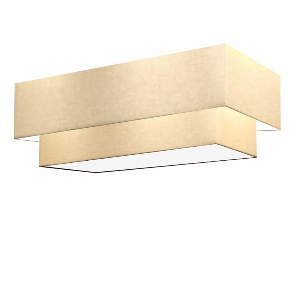 Plafon Duplo Retangular Vivare Md-3044 Cúpula em Tecido 70x30cm x 60x25cm - Algodão Crú Bivolt Plafon Duplo Retangular Vivare Md-3044 Cúpula em Tecido 70x30cm x 60x25cm - Algodão Crú Bivolt