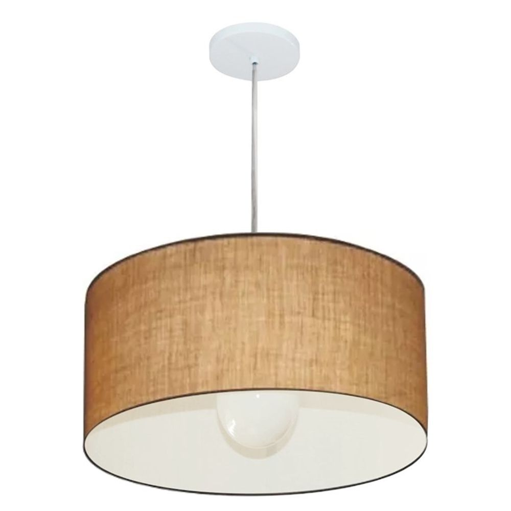 Pendente Cilíndrico Md-4203 Cúpula em Tecido 45x21cm Palha - Bivolt Pendente Cilíndrico Md-4203 Cúpula em Tecido 45x21cm Palha - Bivolt