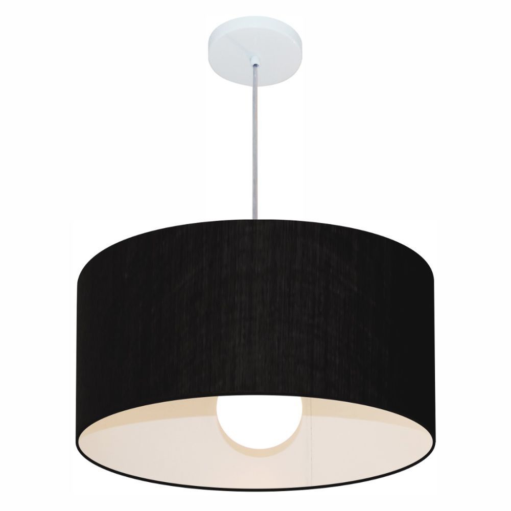Pendente Cilíndrico Md-4206 Cúpula em Tecido 50x25cm Preto - Bivolt Pendente Cilíndrico Md-4206 Cúpula em Tecido 50x25cm Preto - Bivolt