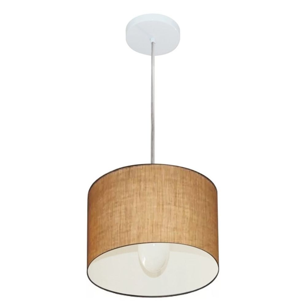 Pendente Cilíndrico Md-4201 Cúpula em Tecido 25x25cm Palha - Bivolt Pendente Cilíndrico Md-4201 Cúpula em Tecido 25x25cm Palha - Bivolt