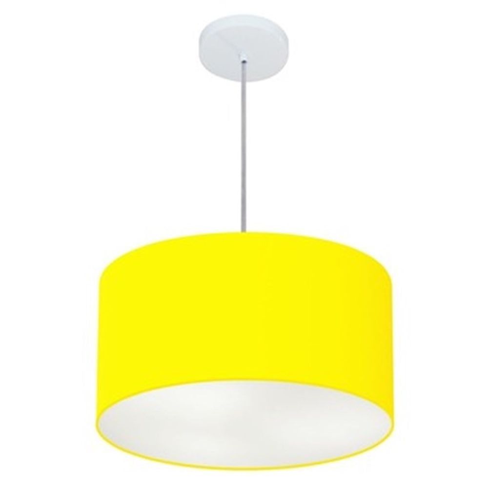 Pendente Cilíndrico Md-4099 Cúpula em Tecido 40x25cm Amarelo - Bivolt Pendente Cilíndrico Md-4099 Cúpula em Tecido 40x25cm Amarelo - Bivolt