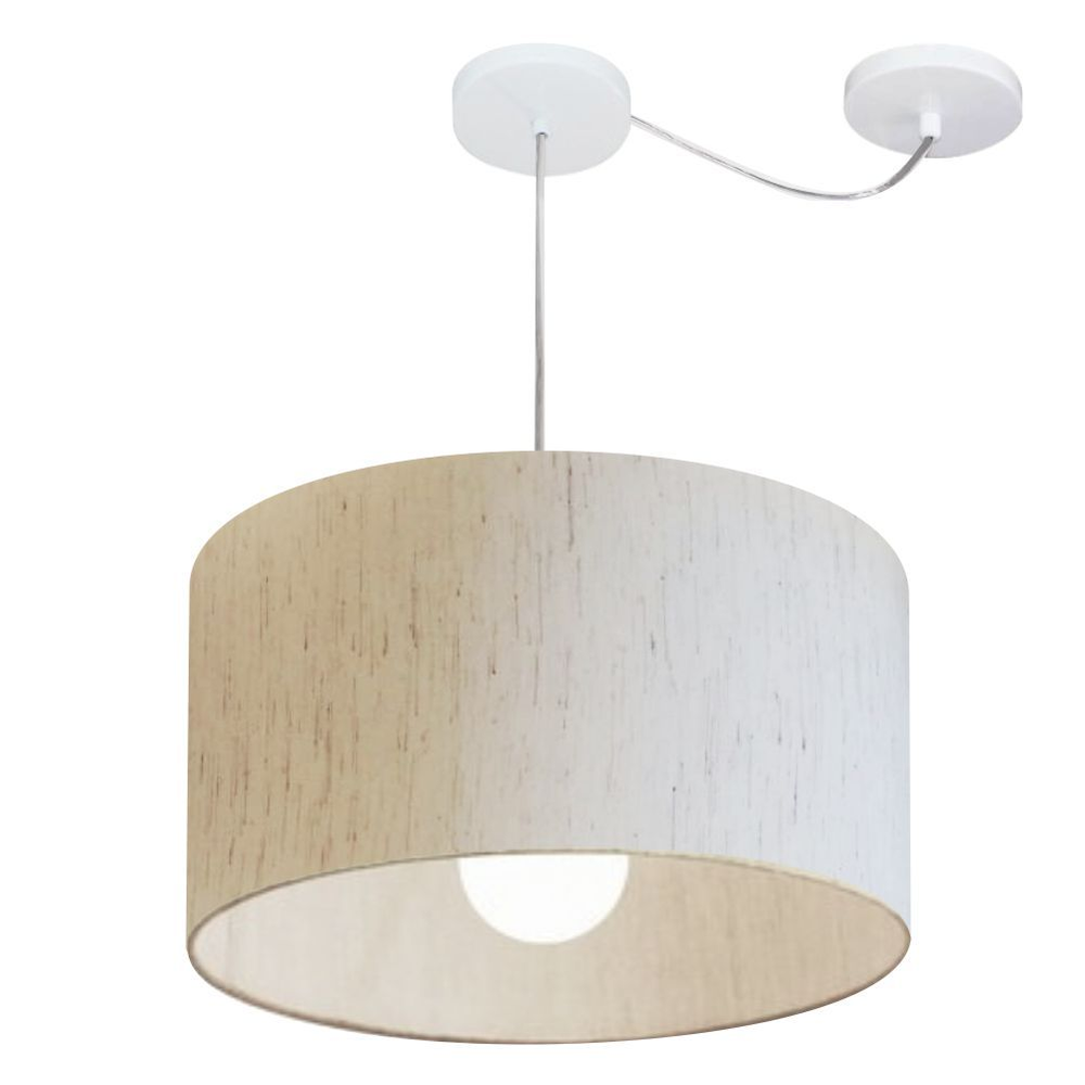 Pendente Cilíndrico Com Desvio Md-4229 Cúpula em Tecido 45x30cm Linho Bege - Bivolt Pendente Cilíndrico Com Desvio Md-4229 Cúpula em Tecido 45x30cm Linho Bege - Bivolt