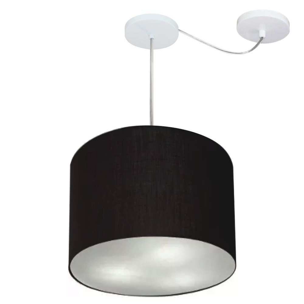 Pendente Cilíndrico Com Desvio Md-4258 Cúpula em Tecido 40x30cm Preto - Bivolt Pendente Cilíndrico Com Desvio Md-4258 Cúpula em Tecido 40x30cm Preto - Bivolt
