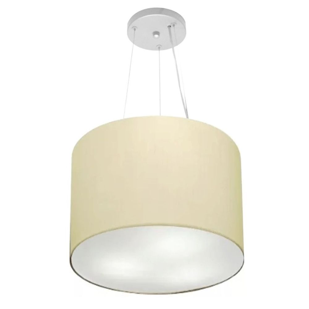 Pendente Cilíndrico Md-4183 Cúpula em Tecido 40x30cm Algodão Crú - Bivolt Pendente Cilíndrico Md-4183 Cúpula em Tecido 40x30cm Algodão Crú - Bivolt