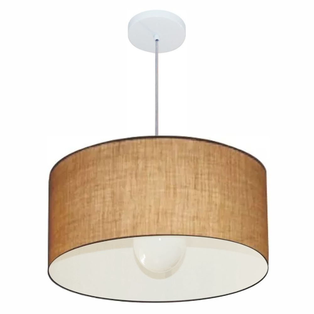 Pendente Cilíndrico Md-4206 Cúpula em Tecido 50x25cm Palha - Bivolt Pendente Cilíndrico Md-4206 Cúpula em Tecido 50x25cm Palha - Bivolt