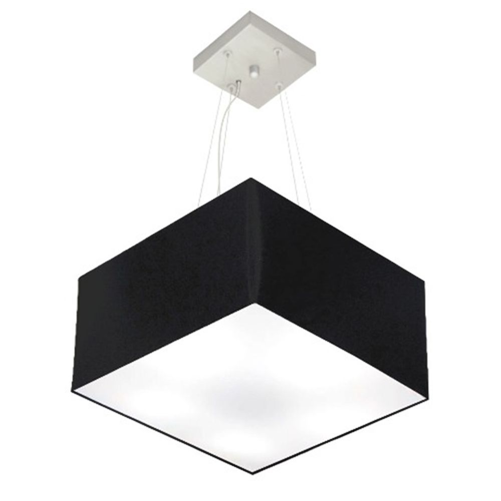 Pendente Quadrado Md-4005 Cúpula em Tecido 21-35x35cm Preto - Bivolt Pendente Quadrado Md-4005 Cúpula em Tecido 21-35x35cm Preto - Bivolt