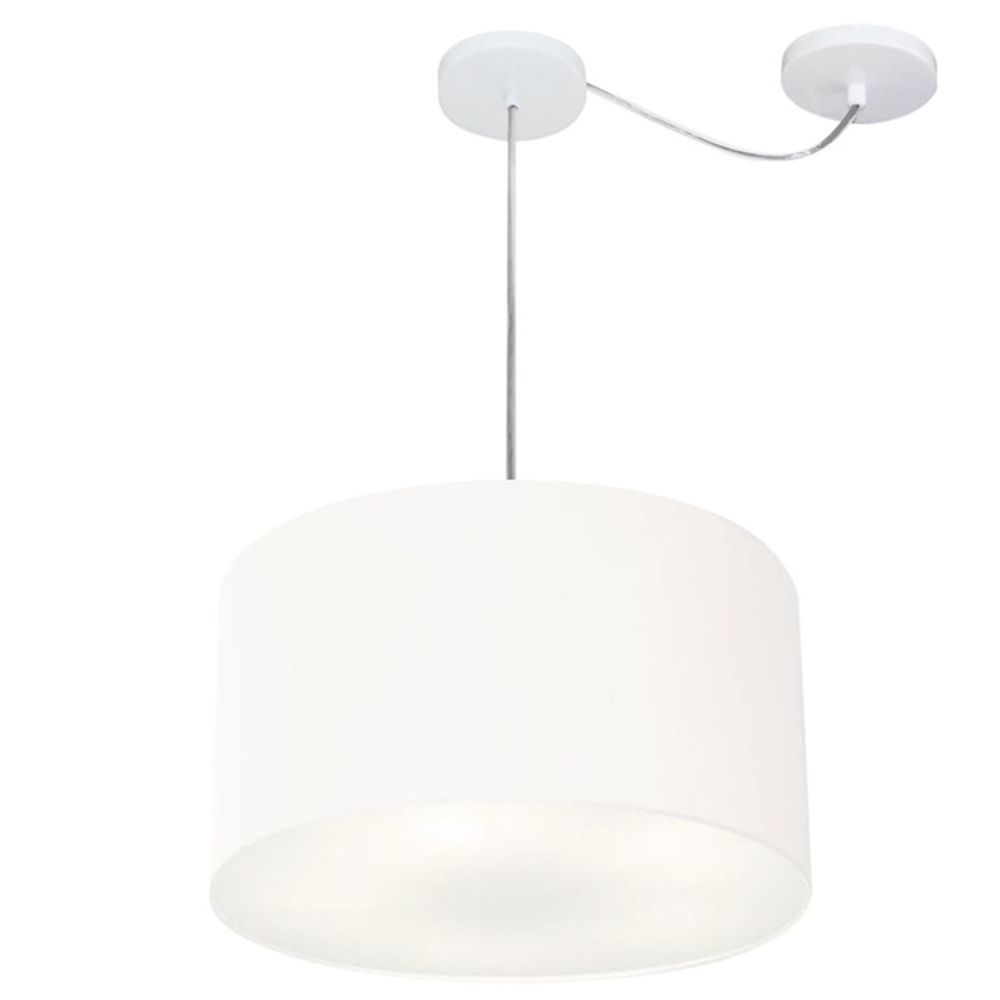 Pendente Cilíndrico Com Desvio Md-4166 Cúpula em Tecido 40x25cm Branco - Bivolt Pendente Cilíndrico Com Desvio Md-4166 Cúpula em Tecido 40x25cm Branco - Bivolt