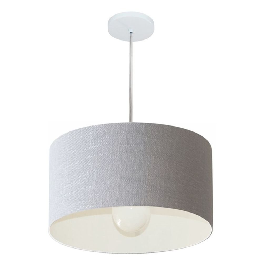 Pendente Cilíndrico Md-4202 Cúpula em Tecido 40x25cm Rústico Cinza - Bivolt Pendente Cilíndrico Md-4202 Cúpula em Tecido 40x25cm Rústico Cinza - Bivolt