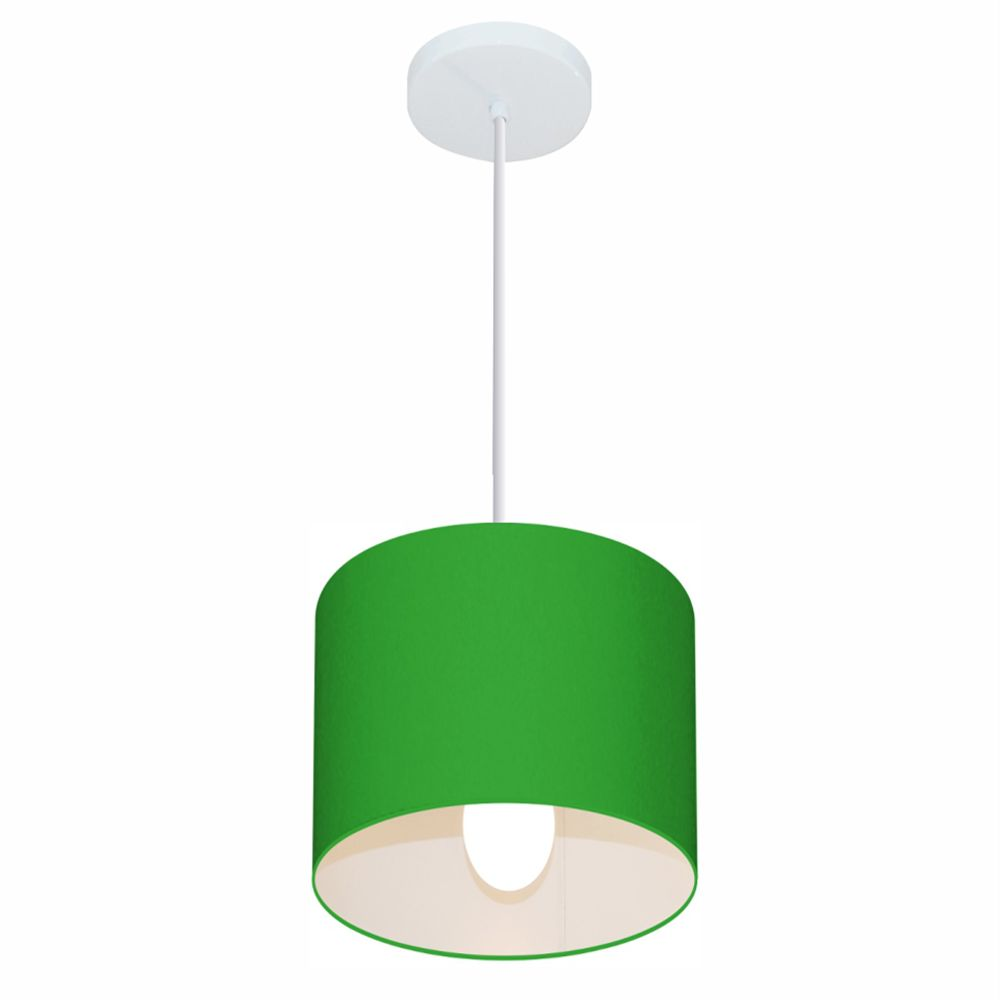 Pendente Cilíndrico Md-4046 Cúpula em Tecido 18x18cm Verde Folha - Bivolt Pendente Cilíndrico Md-4046 Cúpula em Tecido 18x18cm Verde Folha - Bivolt