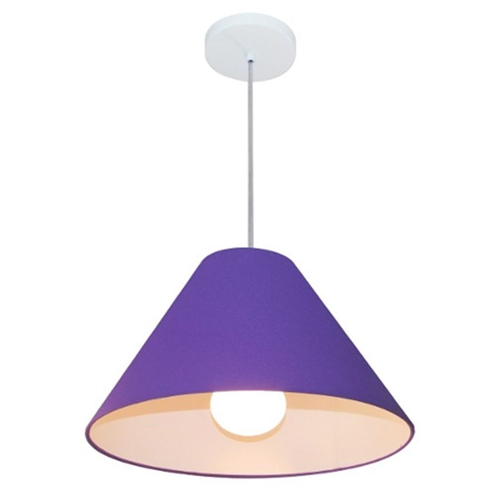 Pendente Cone Md-4078 Cúpula em Tecido 25-40x15cm Roxo - Bivolt Pendente Cone Md-4078 Cúpula em Tecido 25-40x15cm Roxo - Bivolt