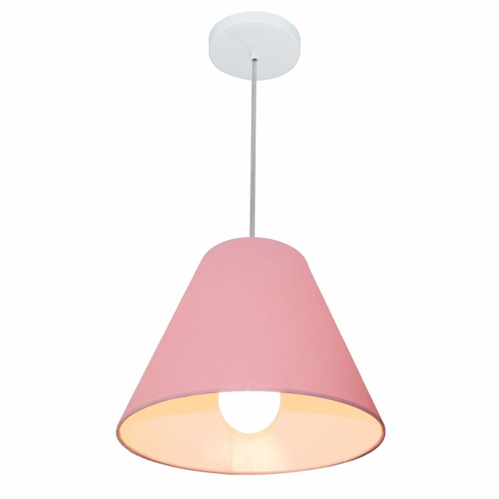 Pendente Cone Md-4028 Cúpula em Tecido 25-30x12cm Rosa Bebê - Bivolt Pendente Cone Md-4028 Cúpula em Tecido 25-30x12cm Rosa Bebê - Bivolt