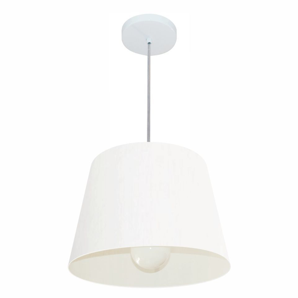 Pendente Cone Md-4240 Cúpula em Tecido 30/40x30cm Branco - Bivolt Pendente Cone Md-4240 Cúpula em Tecido 30/40x30cm Branco - Bivolt