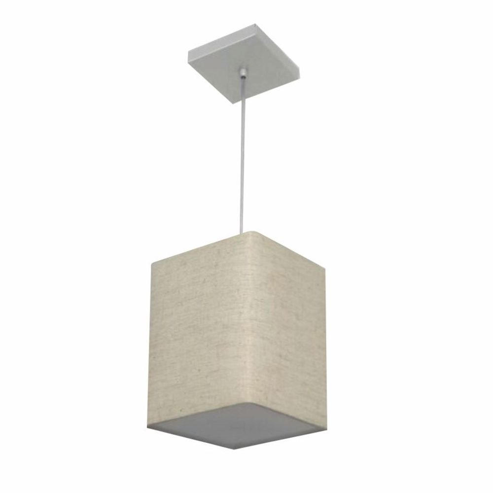 Pendente Quadrado Md-4007 Cúpula em Tecido 25/16x16cm Rústico Bege - Bivolt Pendente Quadrado Md-4007 Cúpula em Tecido 25/16x16cm Rústico Bege - Bivolt