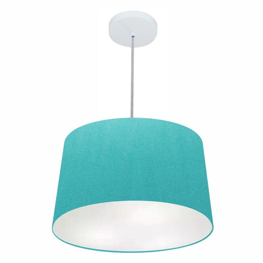 Pendente Cone Md-4156 Cúpula em Tecido 30/45x40cm Azul Turquesa - Bivolt Pendente Cone Md-4156 Cúpula em Tecido 30/45x40cm Azul Turquesa - Bivolt